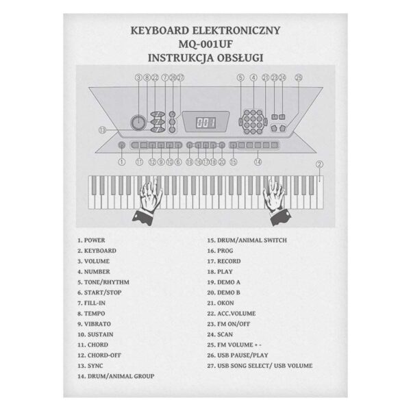 MQ 001 UF KEYBOARD klawisze organy z mikrofonem dl - obrazek 13