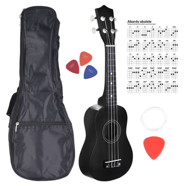 NN UK 01 BLACK ukulele sopranowe czarne pokrowiec - obrazek 6