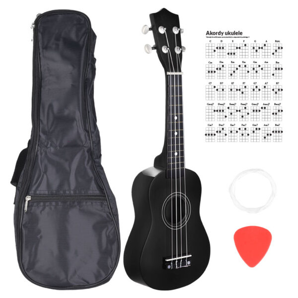 NN UK 01 BLACK ukulele sopranowe czarne pokrowiec - obrazek 5