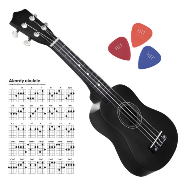 NN UK 01 BLACK ukulele sopranowe czarne pokrowiec - obrazek 4