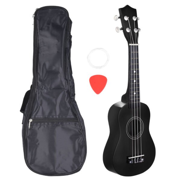 NN UK 01 BLACK ukulele sopranowe czarne pokrowiec - obrazek 3