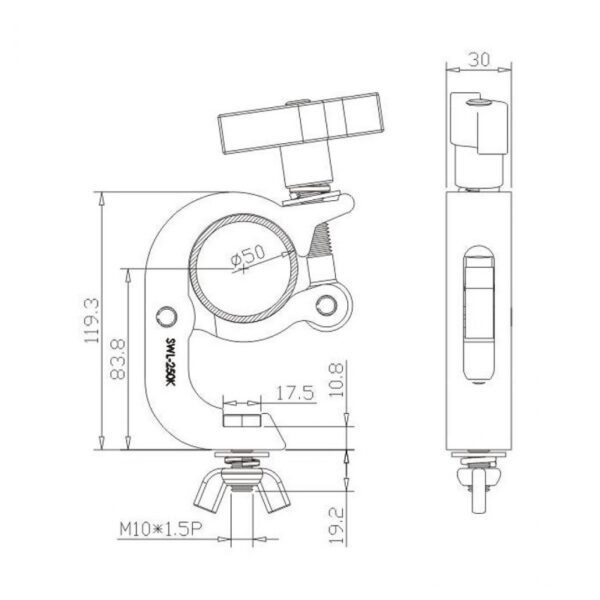 STAND4me HAK UCHWYT do ŚWIATEŁ do 200 KG 50 mm srebrny - obrazek 4