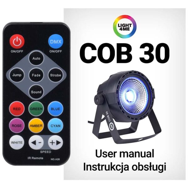 LIGHT4ME COB 30 mocny lekki par LED RGB CZARNY - obrazek 4