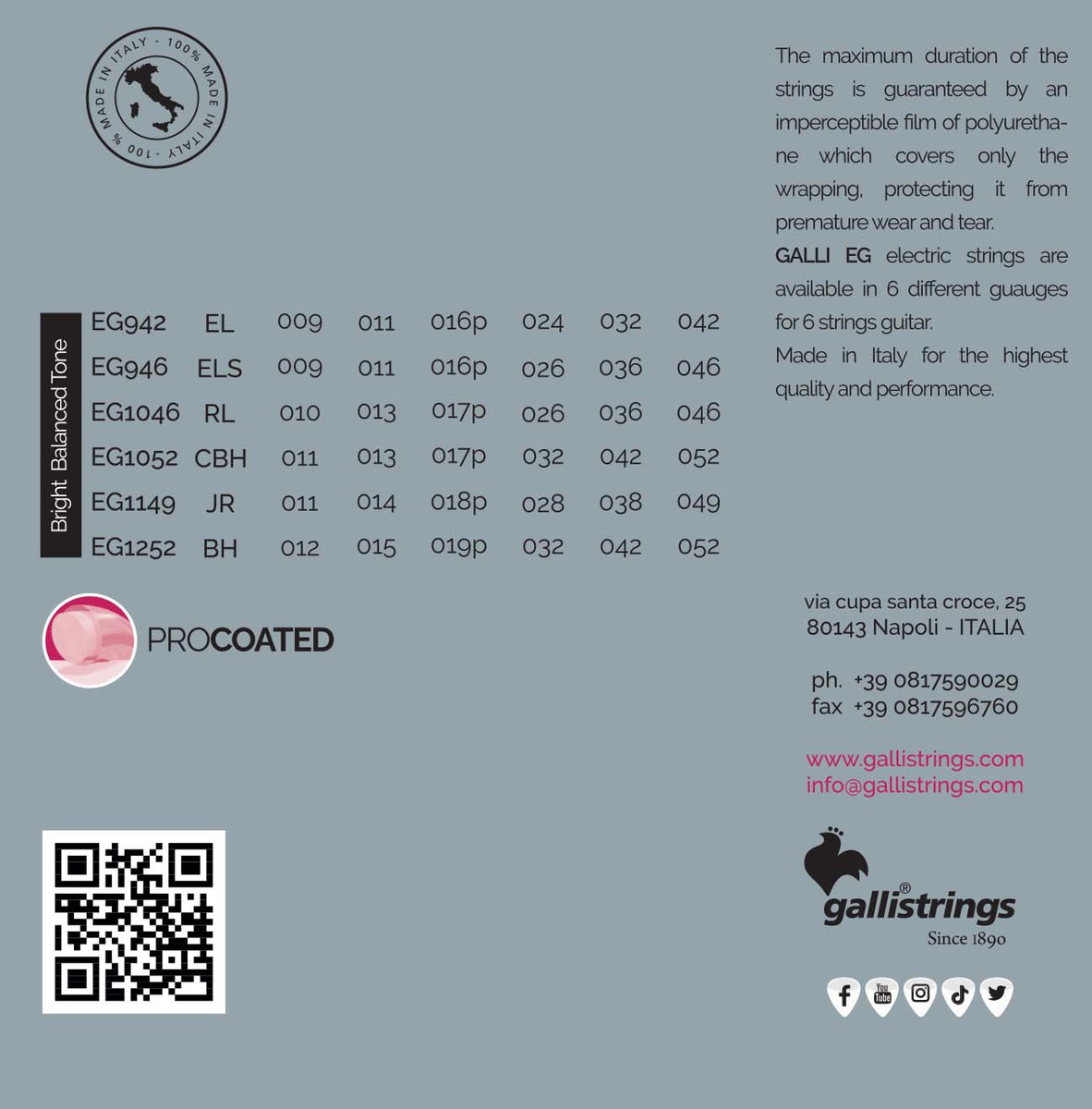 Galli EG1046 - struny powlekane do gitary elektrycznej - obrazek 2