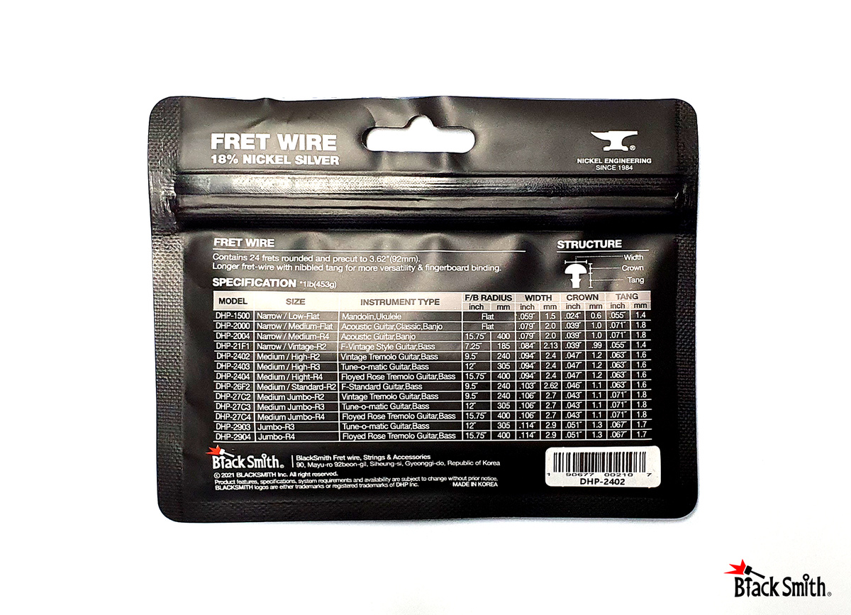 BlackSmith Fret Wire DHP-27C3 - komplet progów do gitary elektrycznej 24 szt. - obrazek 2