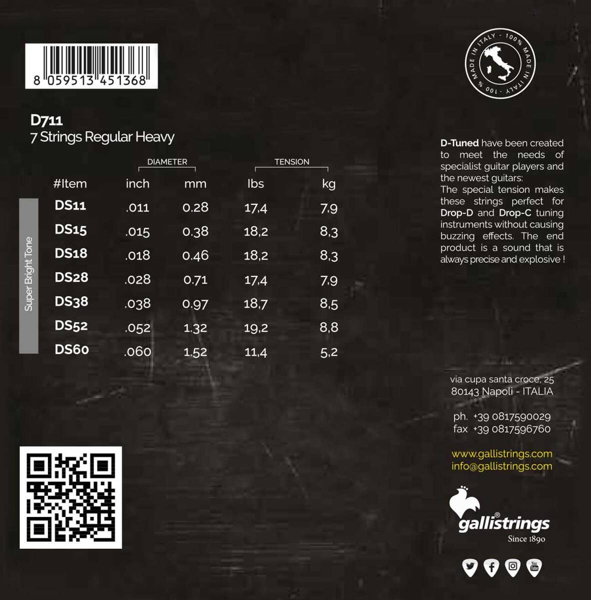 Galli D 711 - struny do gitary elektrycznej 7-strunowej - obrazek 2