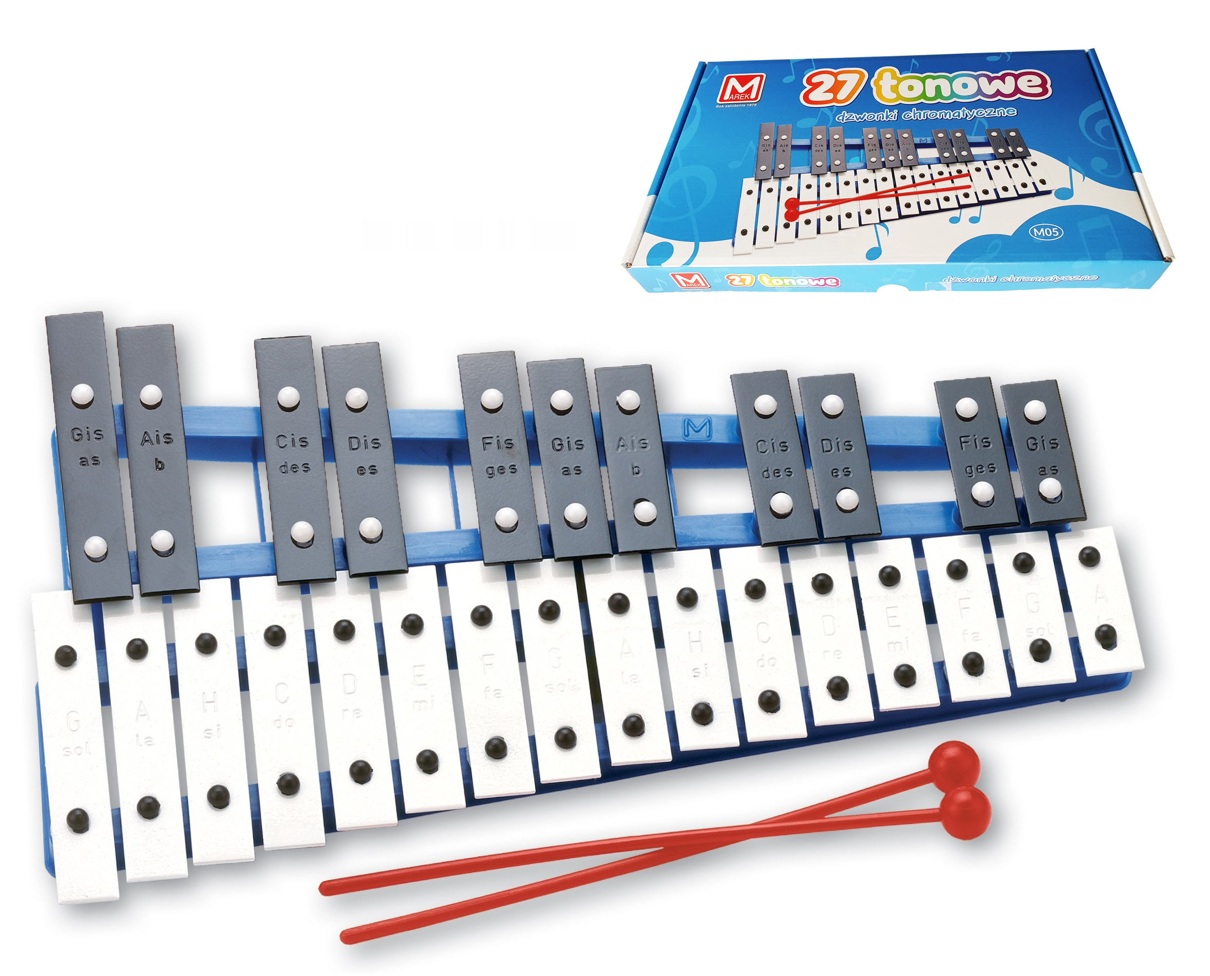 Dzwonki chromatyczne 27-tonowe na ramce z tworzywa M 05 - obrazek 2