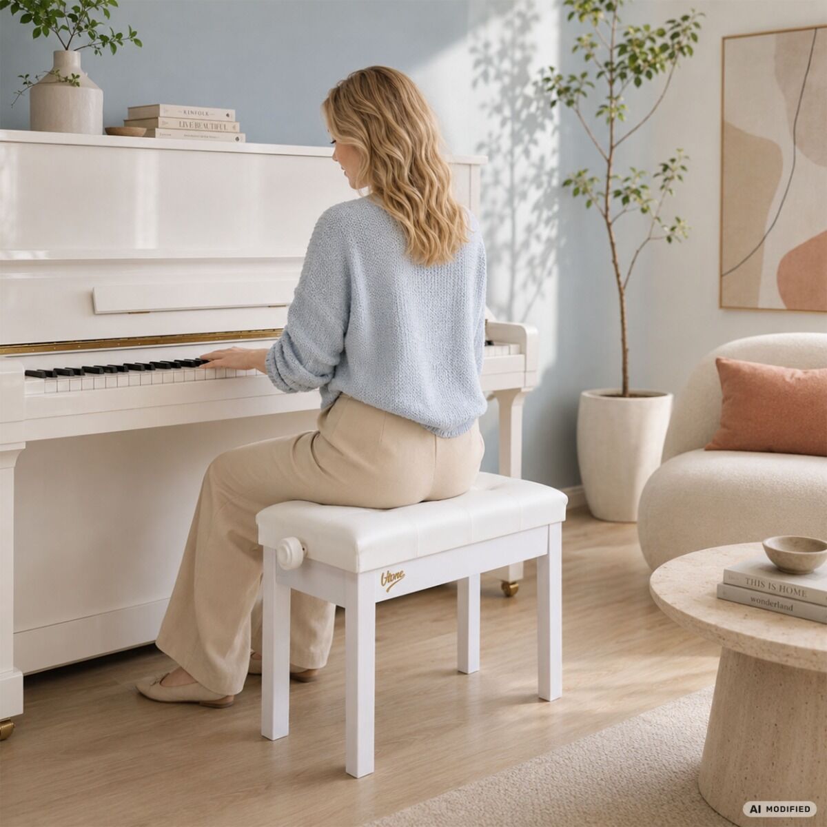 V-TONE PB3 WH ława do pianina keyboardu biała - obrazek 2