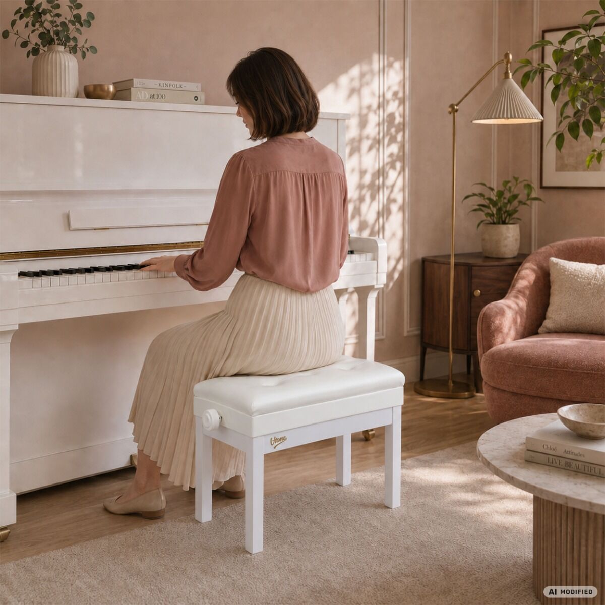 V-TONE PB4 WH ława do pianina keyboardu biała - obrazek 3